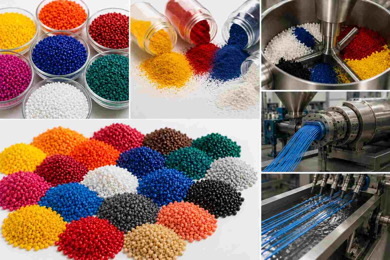 plastic coloring process using pigments and masterbatch
