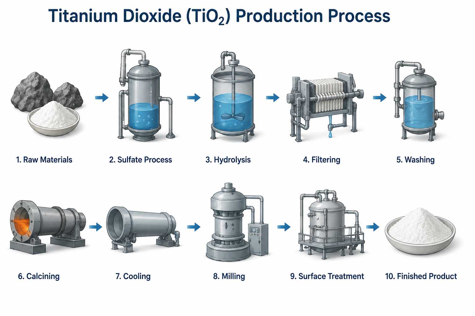 titanium dioxide white pigment production process