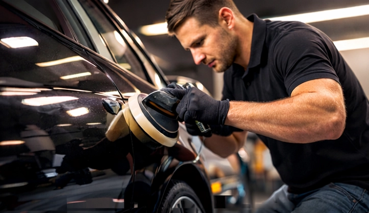Pigments contribute to a glossy, smooth finish, as demonstrated by the man polishing a car to enhance its shine and luster.