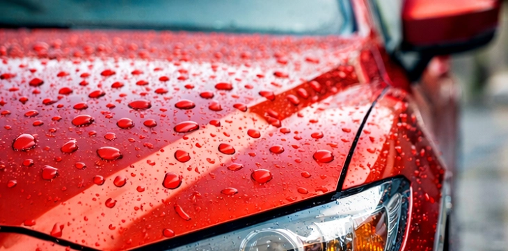 Pigments improve the weather resistance of coatings, with water droplets on a car hood showcasing how they help maintain the finish under different environmental conditions.