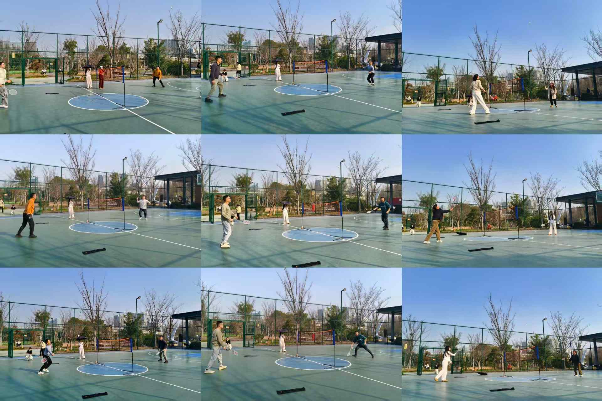 Fineland Chem team badminton activity with colleagues playing friendly matches outside the office 1