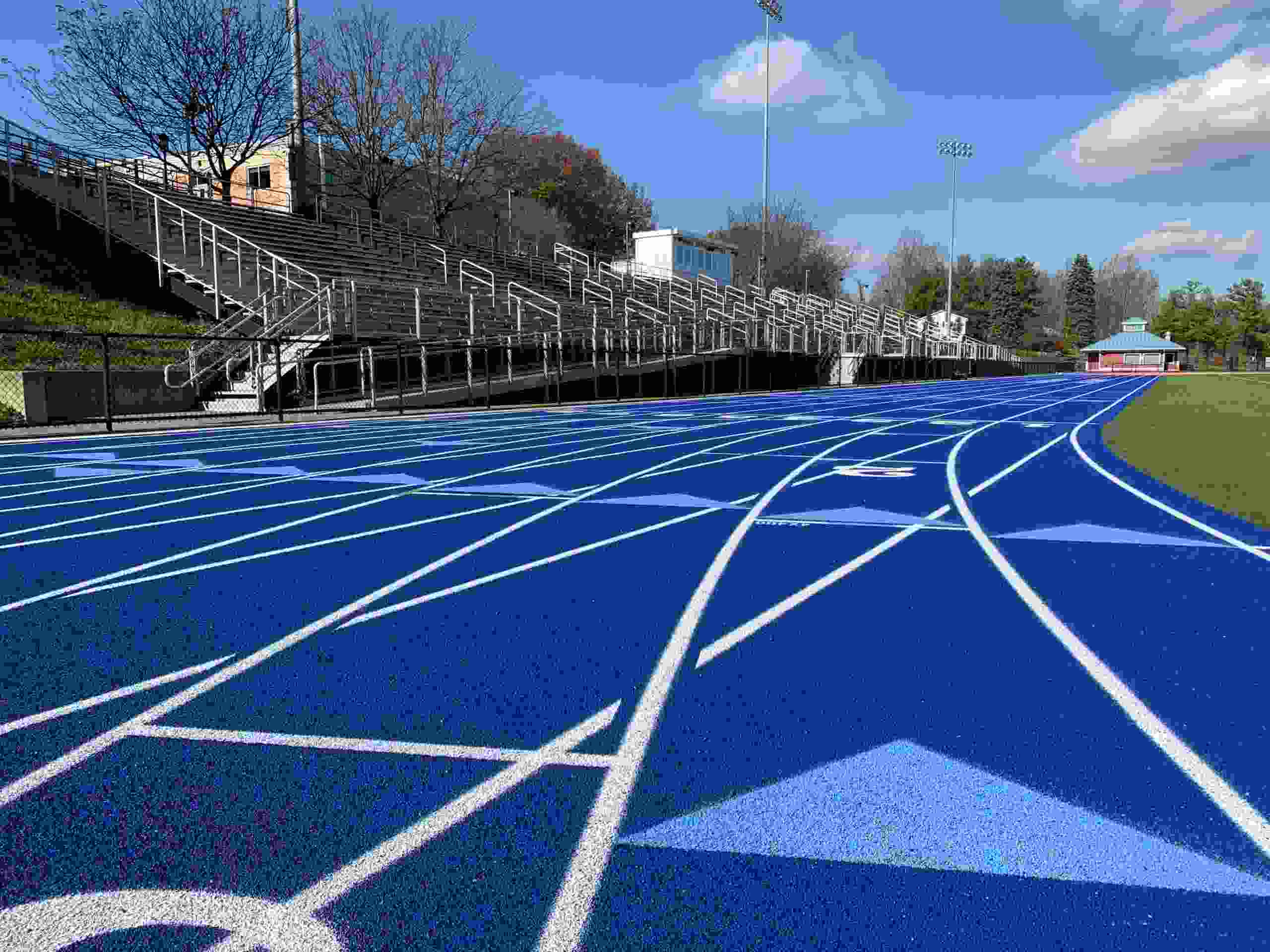 blue running track