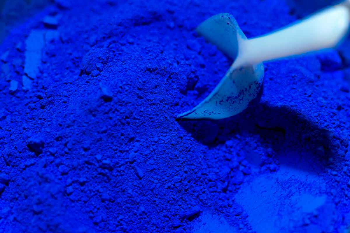 ultramarine blue pigment powder sample
