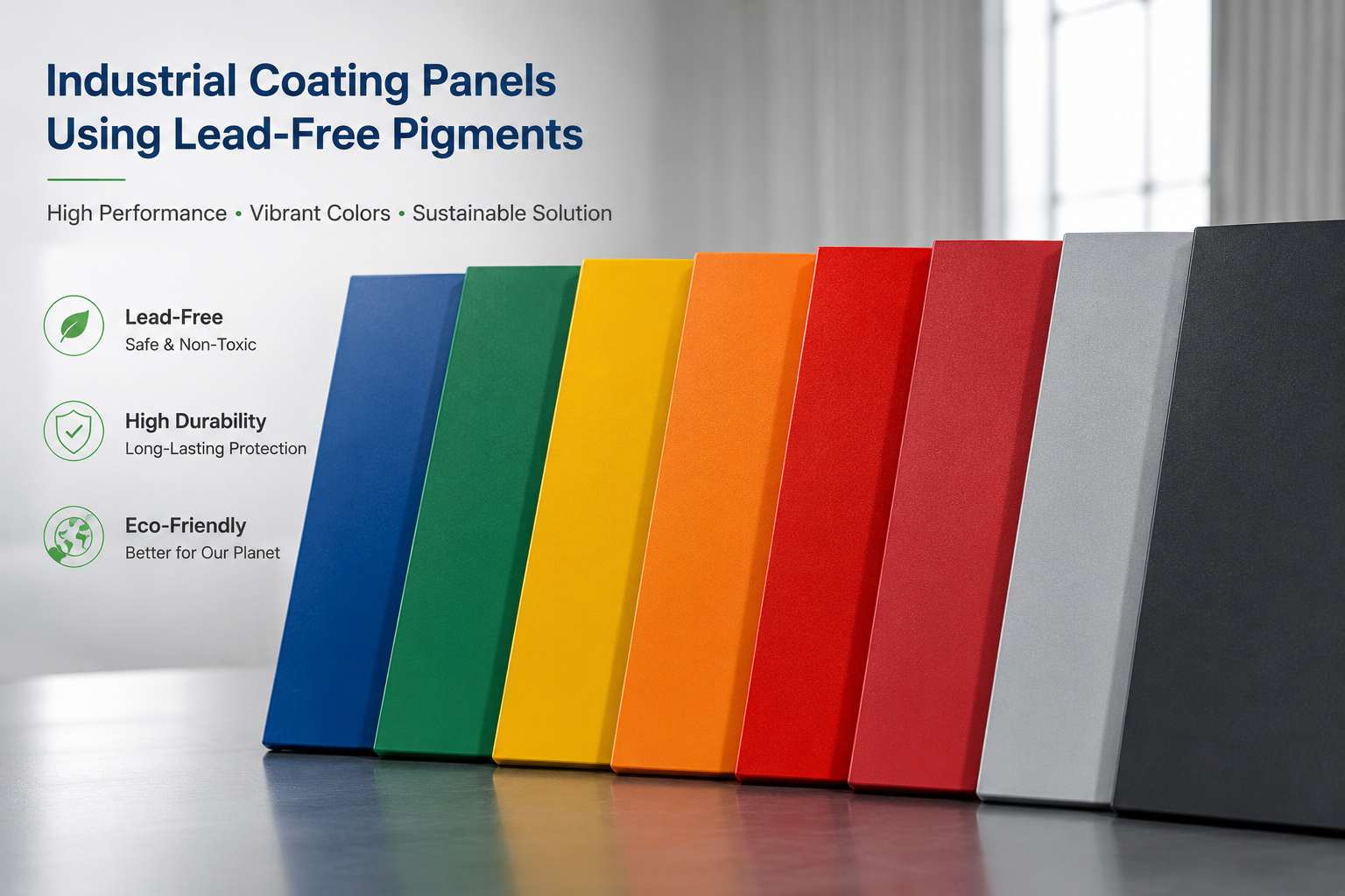 industrial coating panels using lead-free pigments