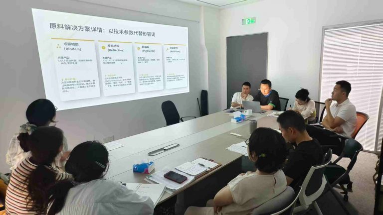 road marking paint technical training session at Fineland Chem