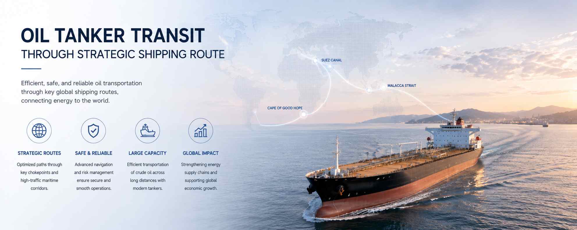 oil tanker transit through strategic shipping route