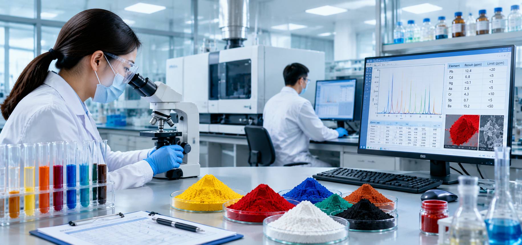 Laboratory analysis of pigment heavy metal content