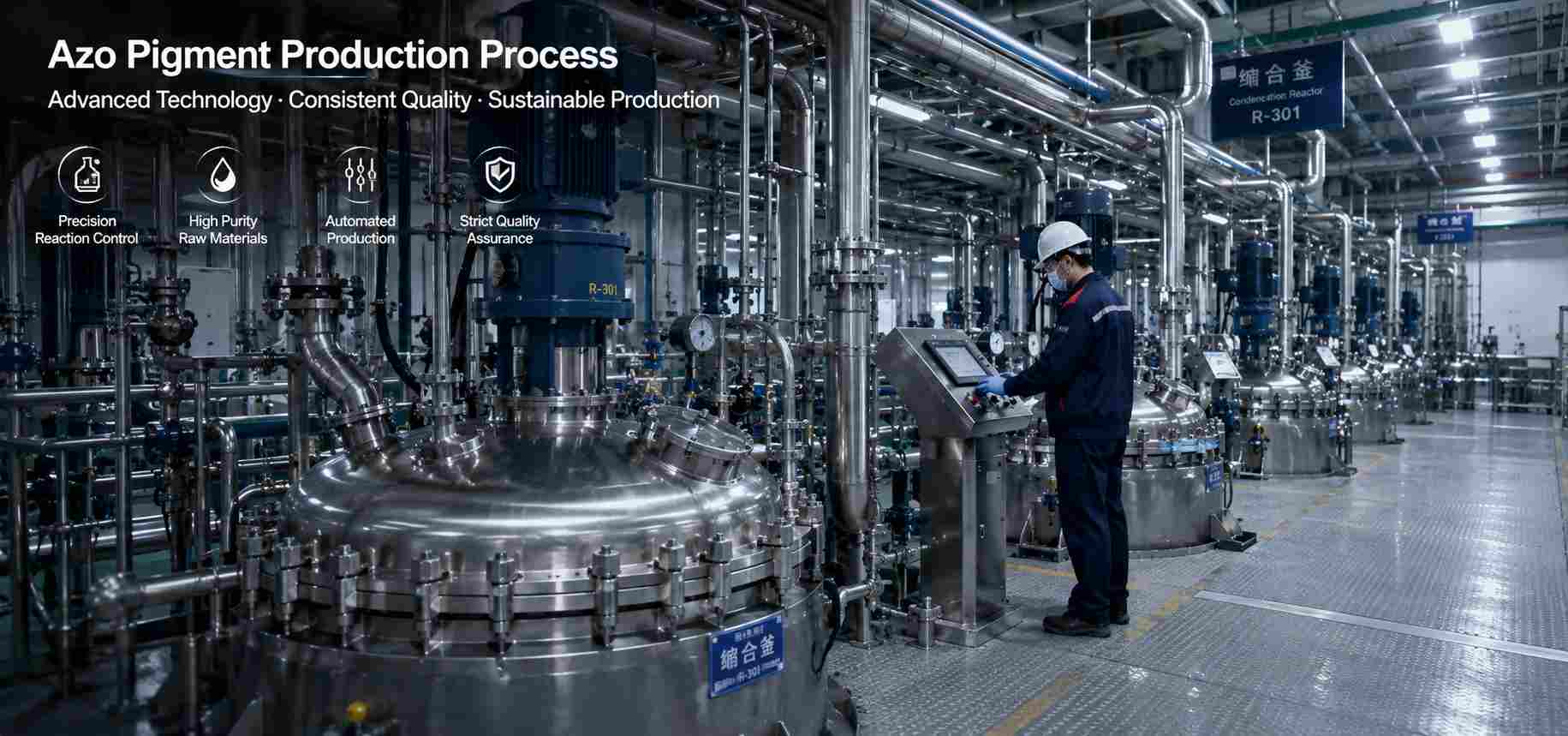 azo pigment production process in industrial reactor