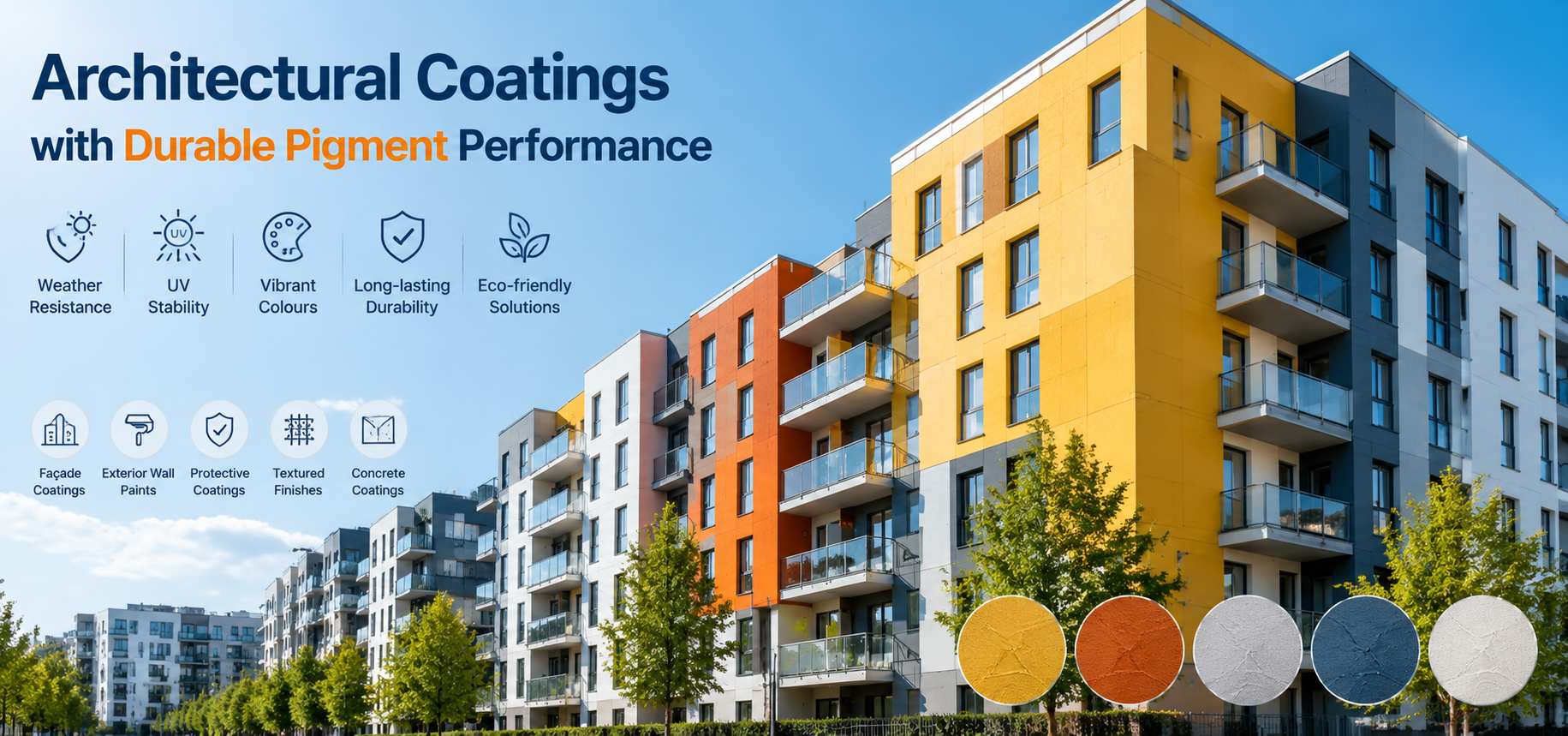 Architectural coatings with durable pigment performance