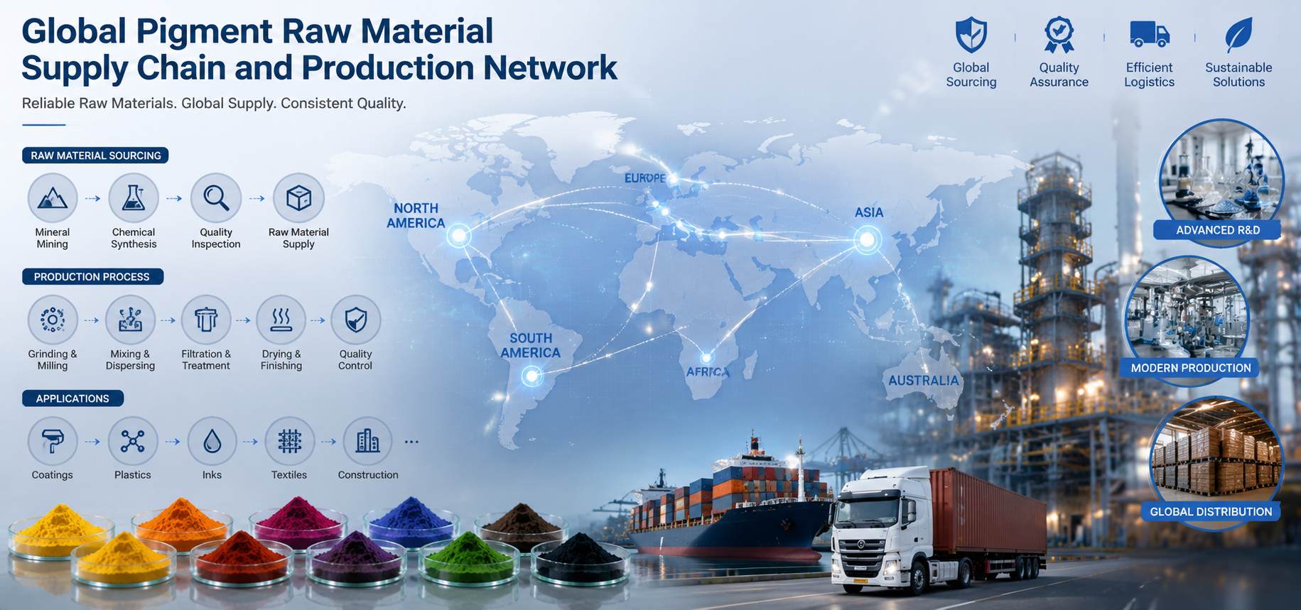 Global pigment raw material supply chain and production network