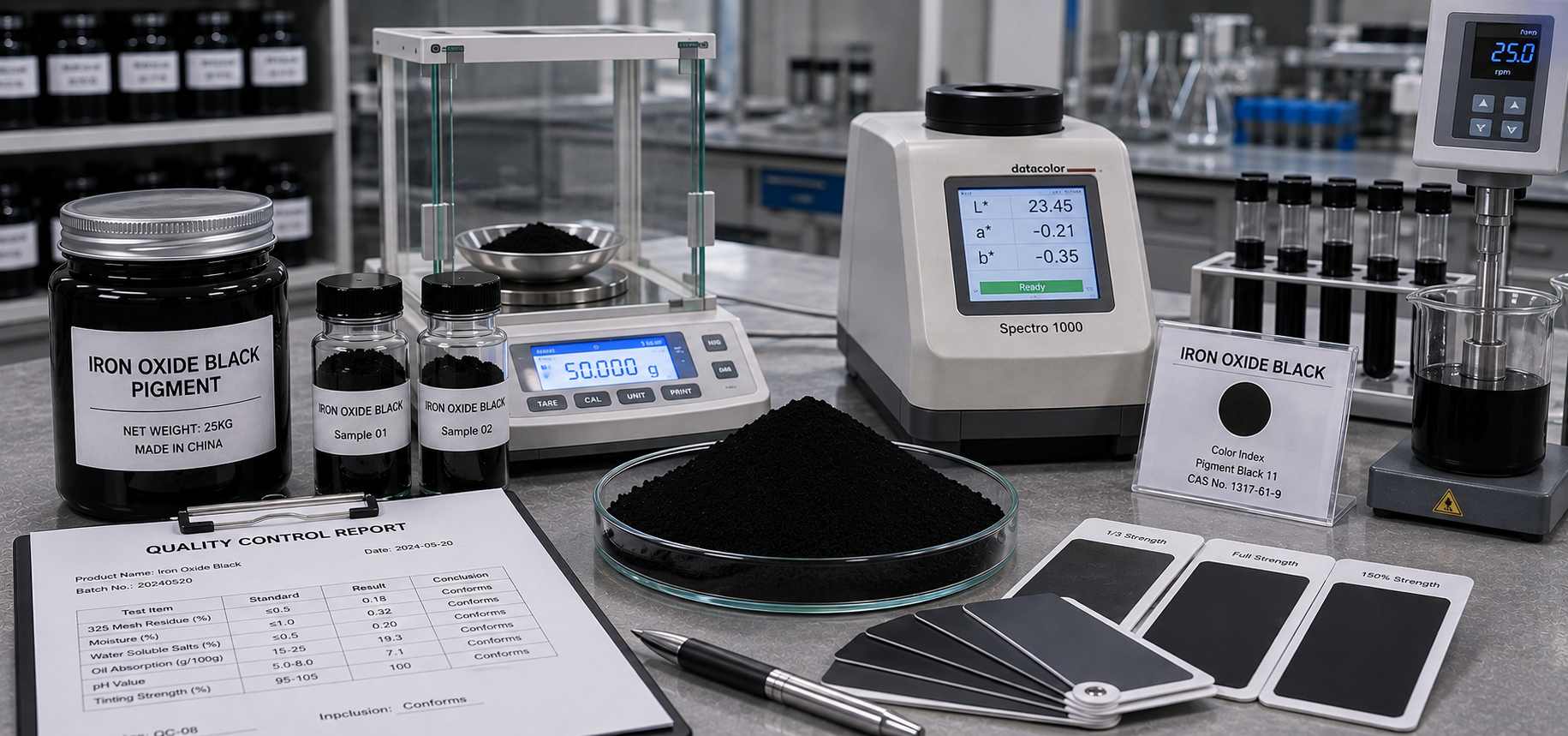 Iron Oxide Black Pigment Quality Control and Color Testing