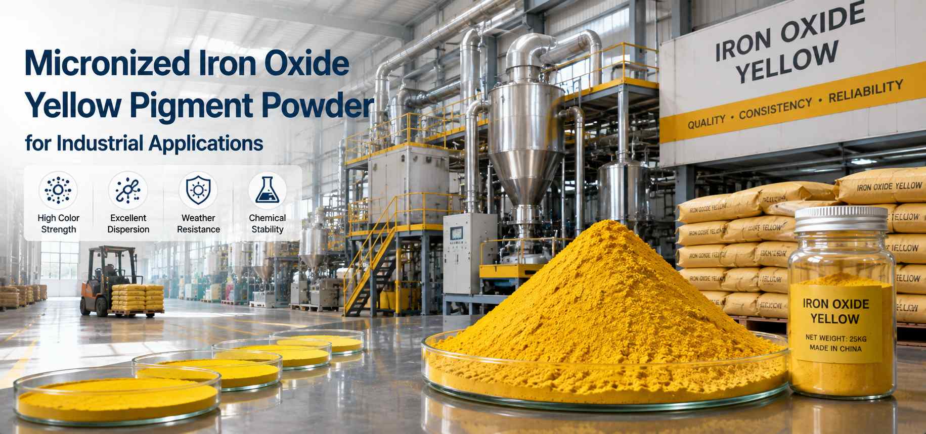 Micronized Iron Oxide Yellow Pigment Powder for Industrial Applications