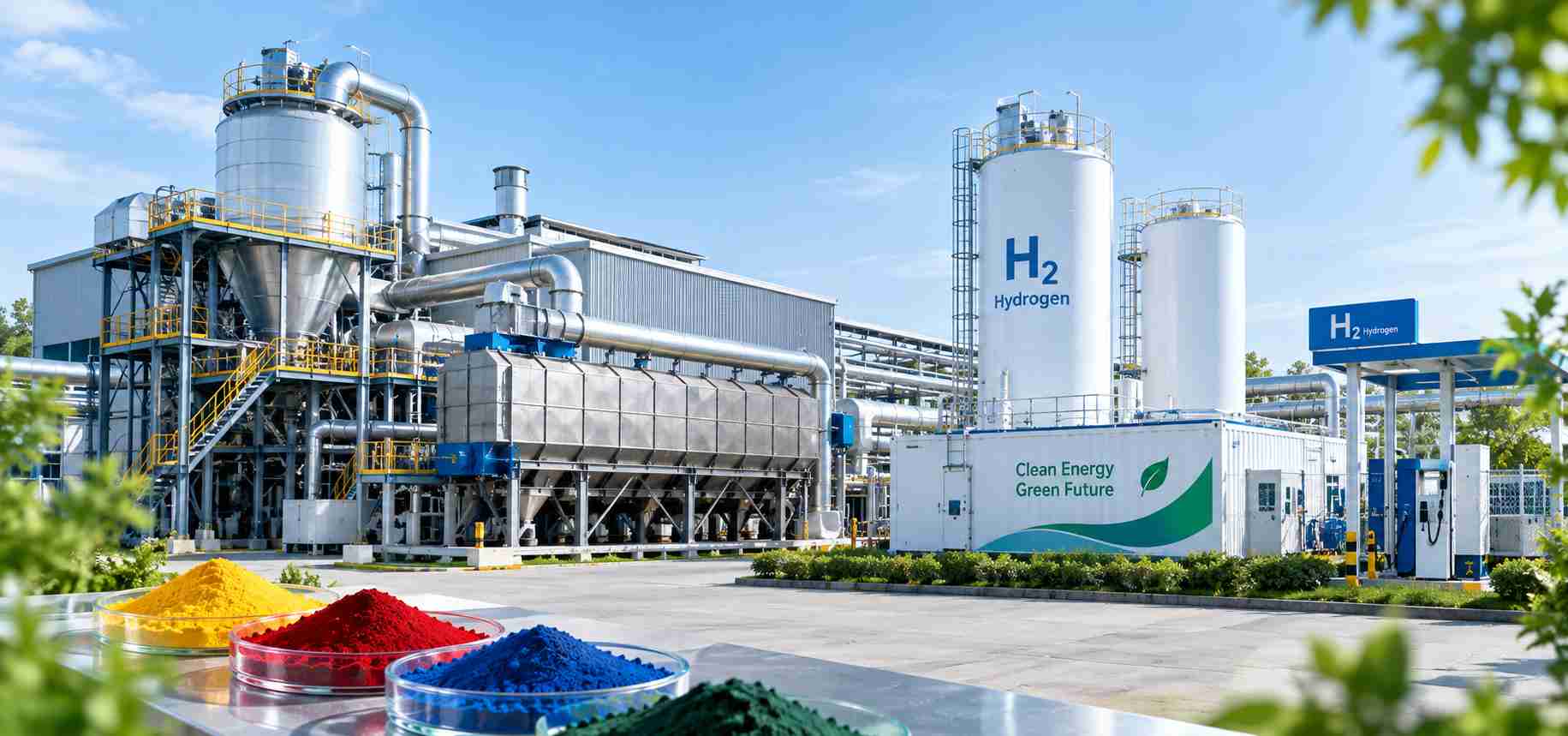 Sustainable pigment manufacturing with hydrogen technology